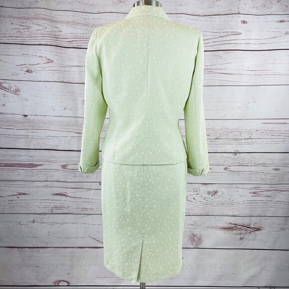 Albert Nipon green skirt suit set with dots - Picture 3 of 14